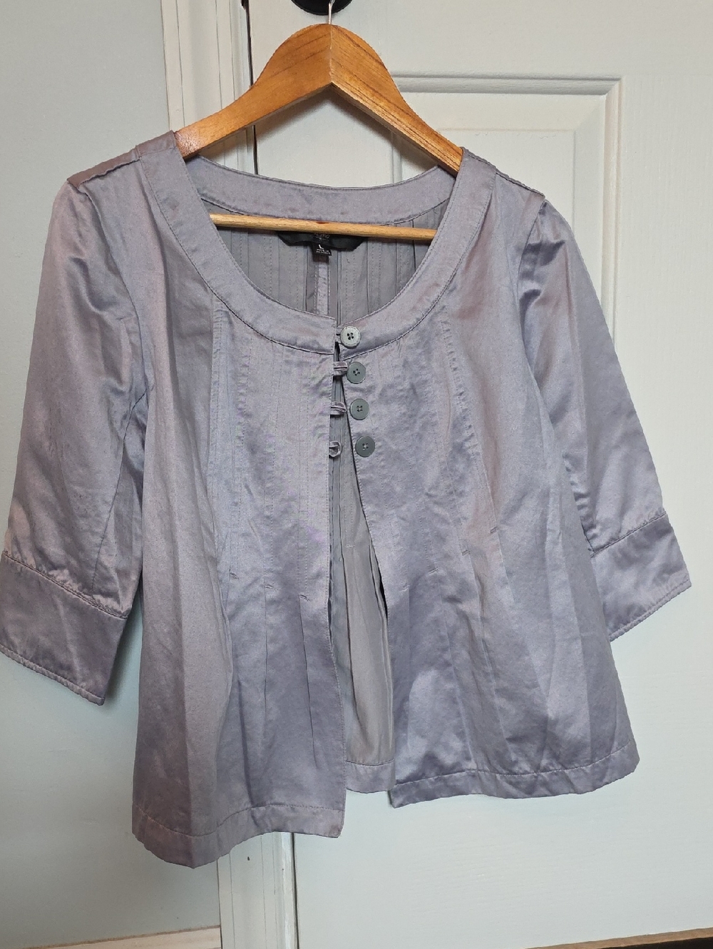 Mossimo Supply Co. Light Gray/Silver Pleated Button-Front Coat